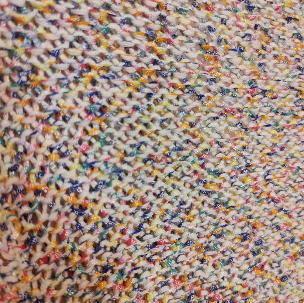 Zara Knits white & colorful variegated knit v neck pullover sweater - Picture 8 of 10